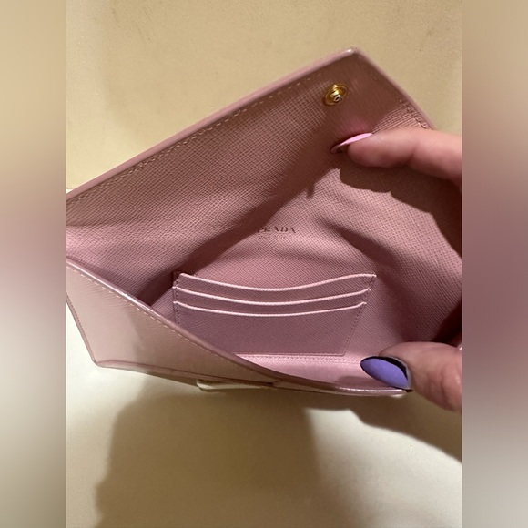 Prada Saffiano Envelope Wallet Dusty Rose w/unbranded chain - Picture 7 of 16
